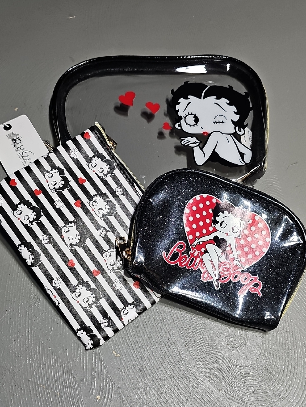 Betty Boop 3 Piece Cosmetic Bag Set Cute Makeup Bag Storage Bag Travel Organizer
